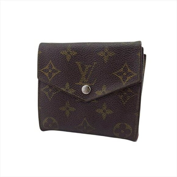 LOUIS VUITTON W Hook Wallet Monogram PVC x Leather-Authentic USED - Picture 1 of 9